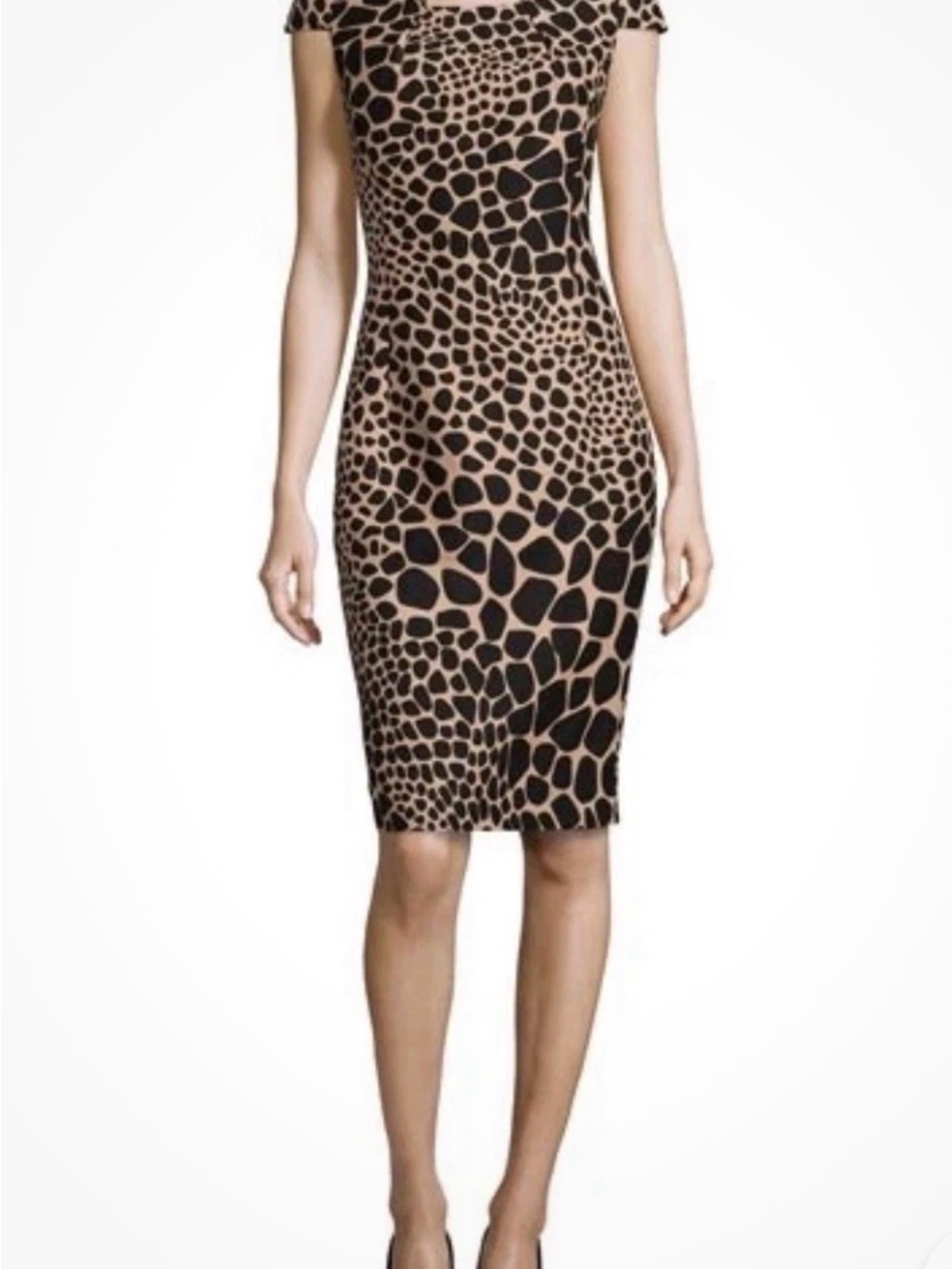 Michael Kors Brown and Black Animal Print Midi Dress
